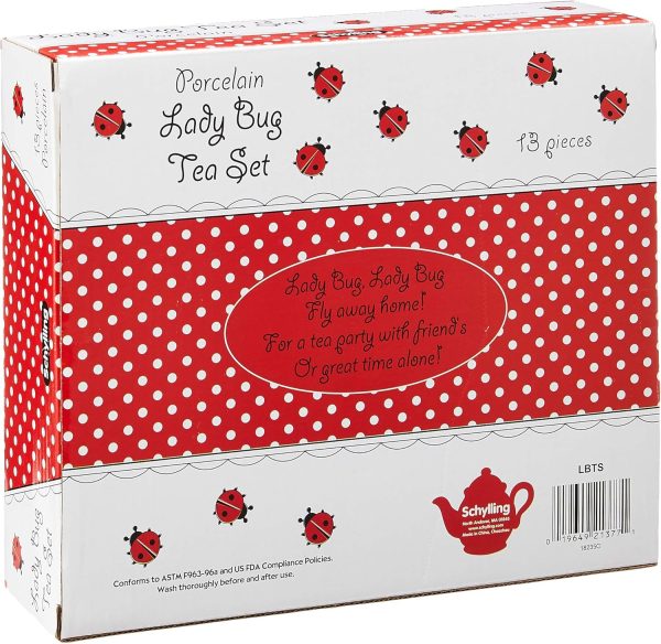 Schylling Ladybug Porcelain Tea Set . White